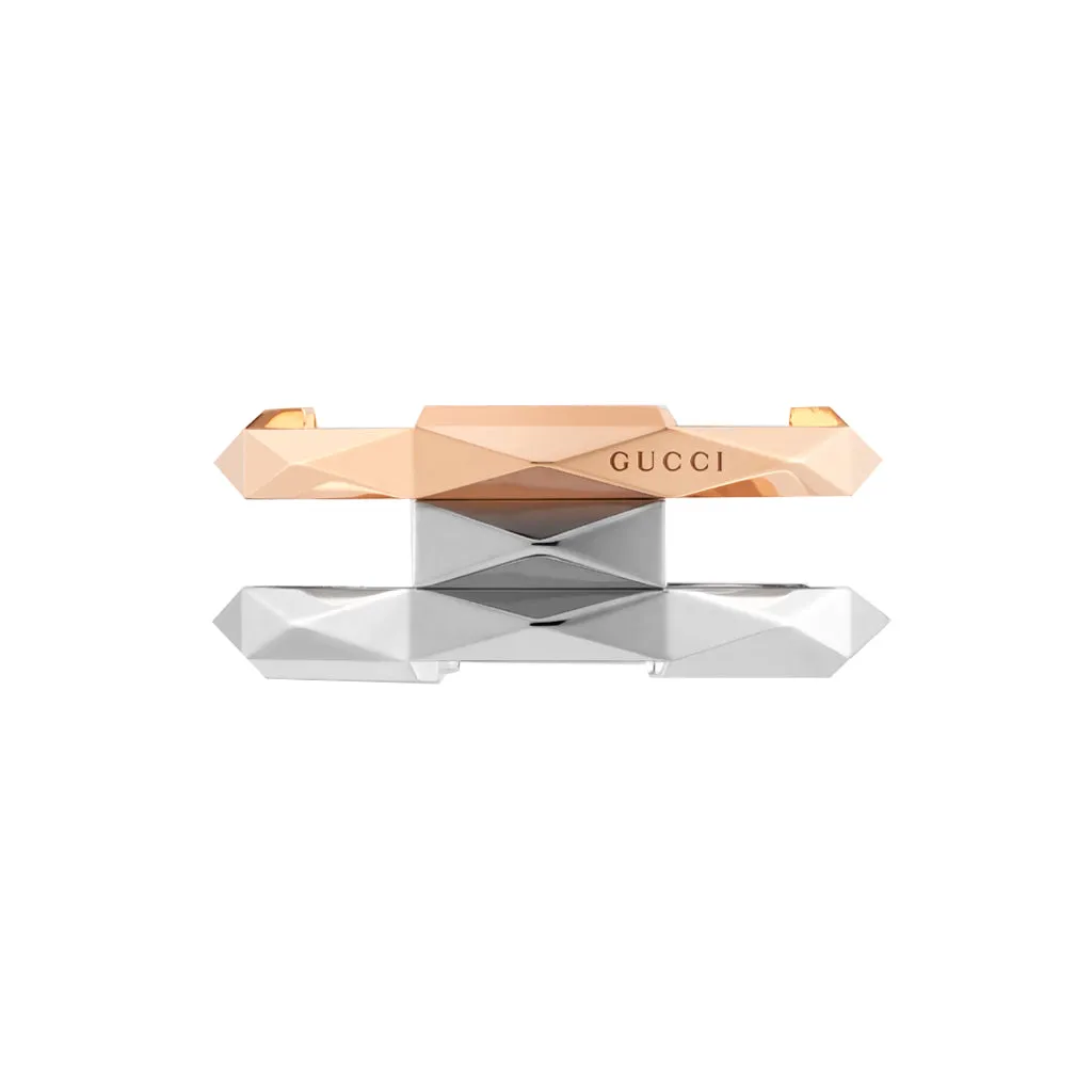 Gucci Link to Love geometric studded double ring